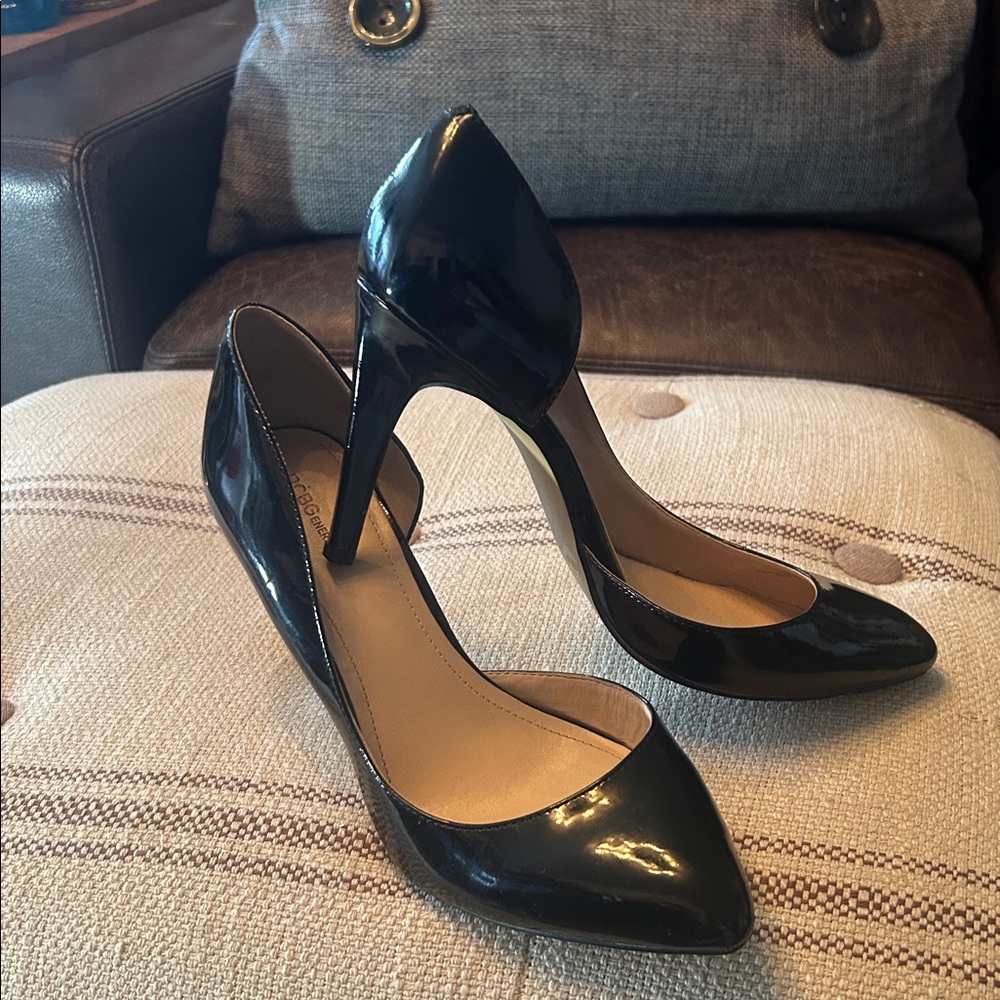 BCBG Black Patent D'Orsay Pumps, Sz 9/39